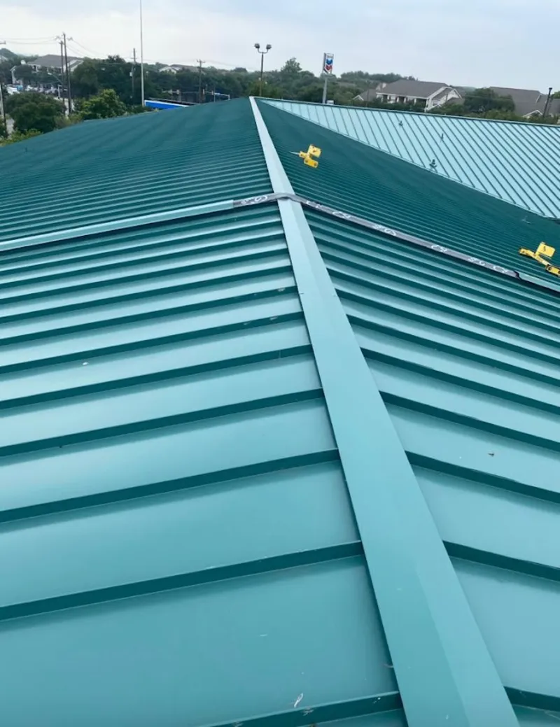 Green commercial metal roof ridge and valley for Metal Roof Repair in Red Hill